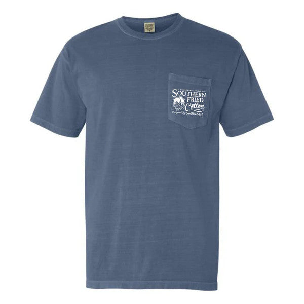 Southern Fried Cotton Men's Bottoms Up, Bobbers Down Tee - Blue Jean
