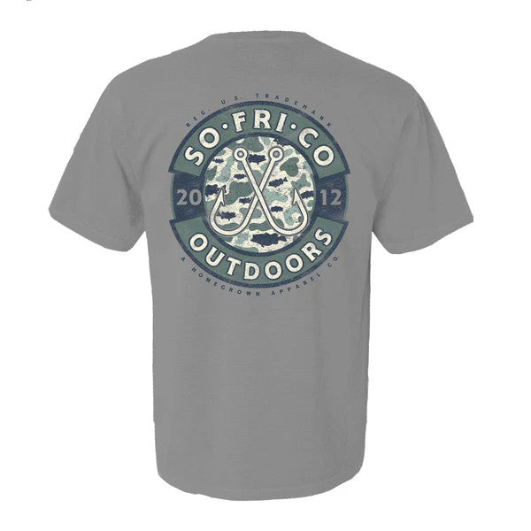 Southern Fried Cotton Men's Old School Fish Camo Tee - Granite