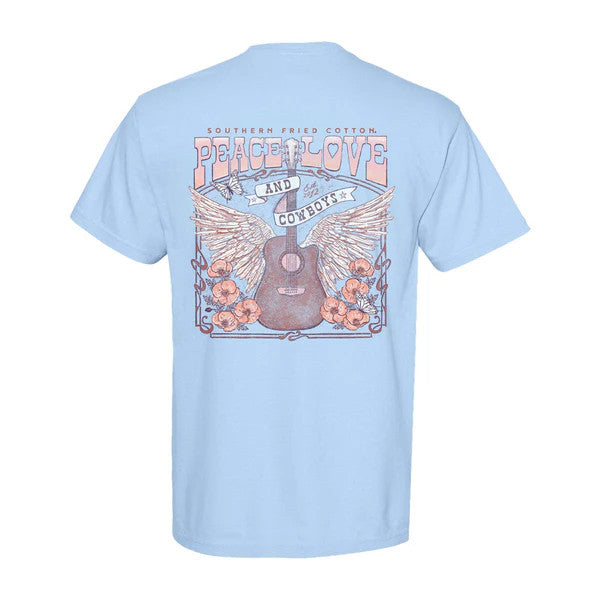 Southern Fried Cotton Women's Peace Love and Cowboy's Tee - Hydrangea