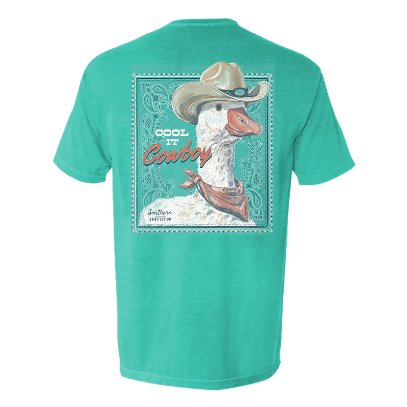 Southern Fried Cotton Men's Cool It Cowboy Tee - Seafoam