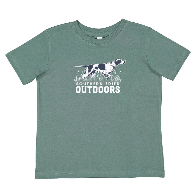 Southern Fried Cotton Toddler Boys Outdoors Pointer Tee - Basil