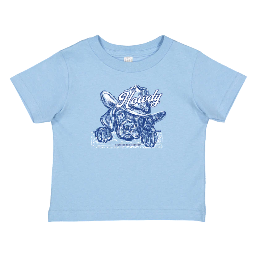Southern Fried Cotton Toddler Howdy' Y'all Tee - Light Blue