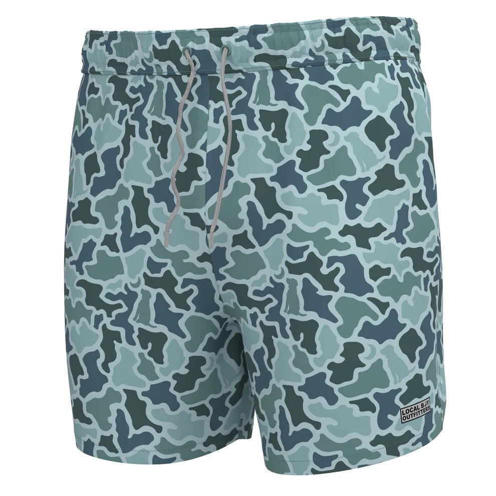 Local Boy Men's Bayview Swim Trunk - Blue Dog & Moon Camo