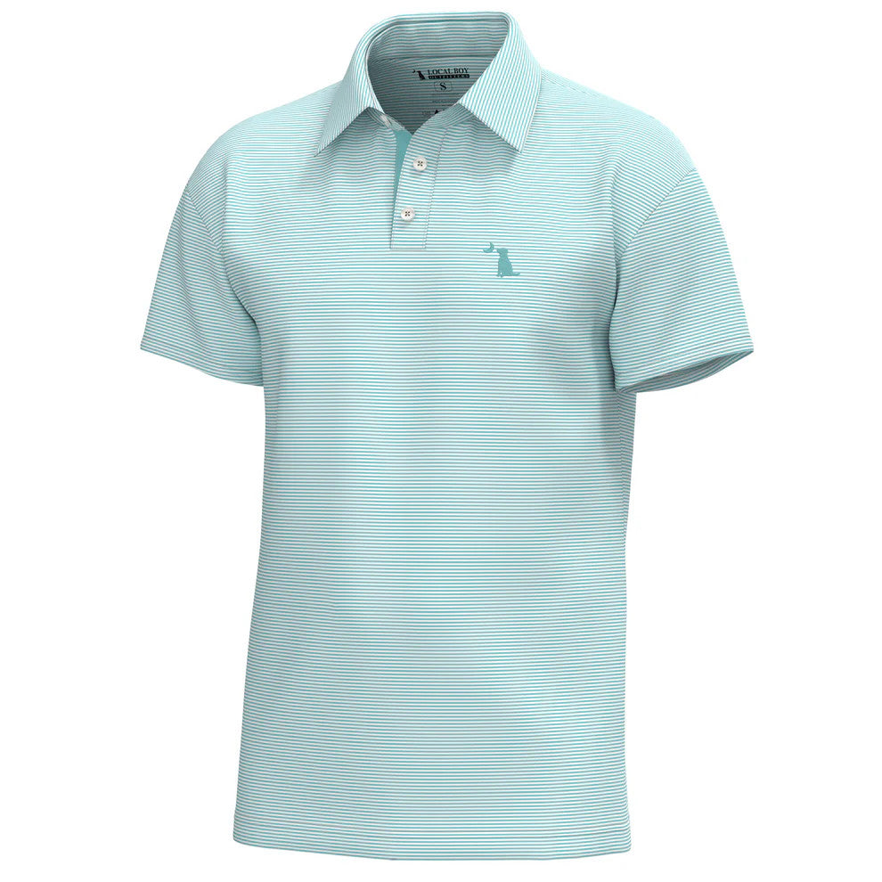 Local Boy Youth Palms Polo - Aqua/White