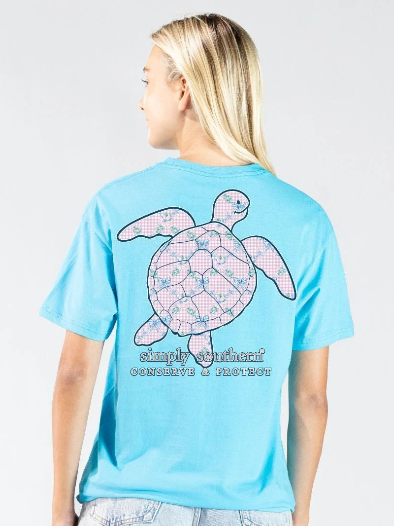 Simply Southern Women's TrackT5 Bows Tee - Lagoon