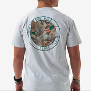 Burlebo Men's Short Sleeve Tee - Camo Mallard Duck - Ash Grey