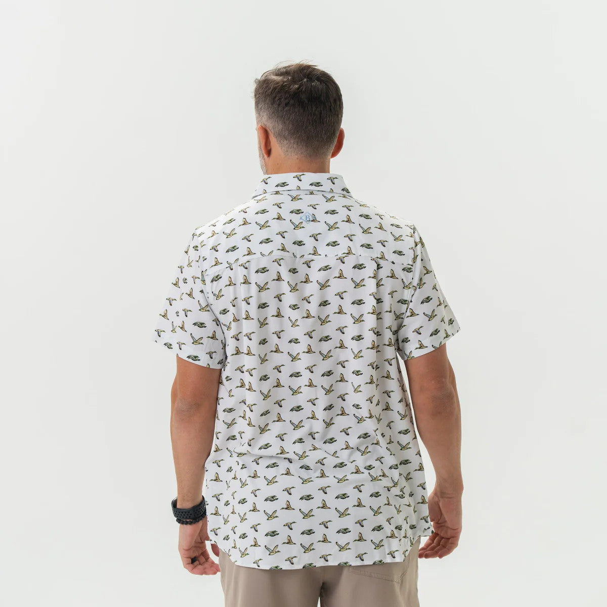 Burlebo Men's Performance Button Up - Flying Mallard Ducks