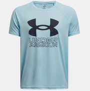 Under Armour Boys Tech Hybrid Print Short Sleeve - Stream/Downpour Grey