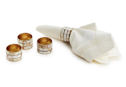 Two's Company Set of 4 Mother of Pearl Napkin Ring Holders