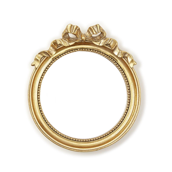 Two's Company Vintage Round Mirror Trinket Tray with Bow