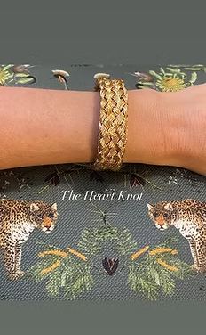 The Heart Knot Mini Flat Warrior Weave Bracelet - Gold