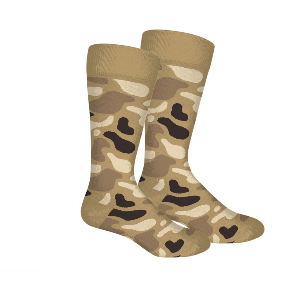 Brown Dog Old School Camo Crew Socks - Khaki