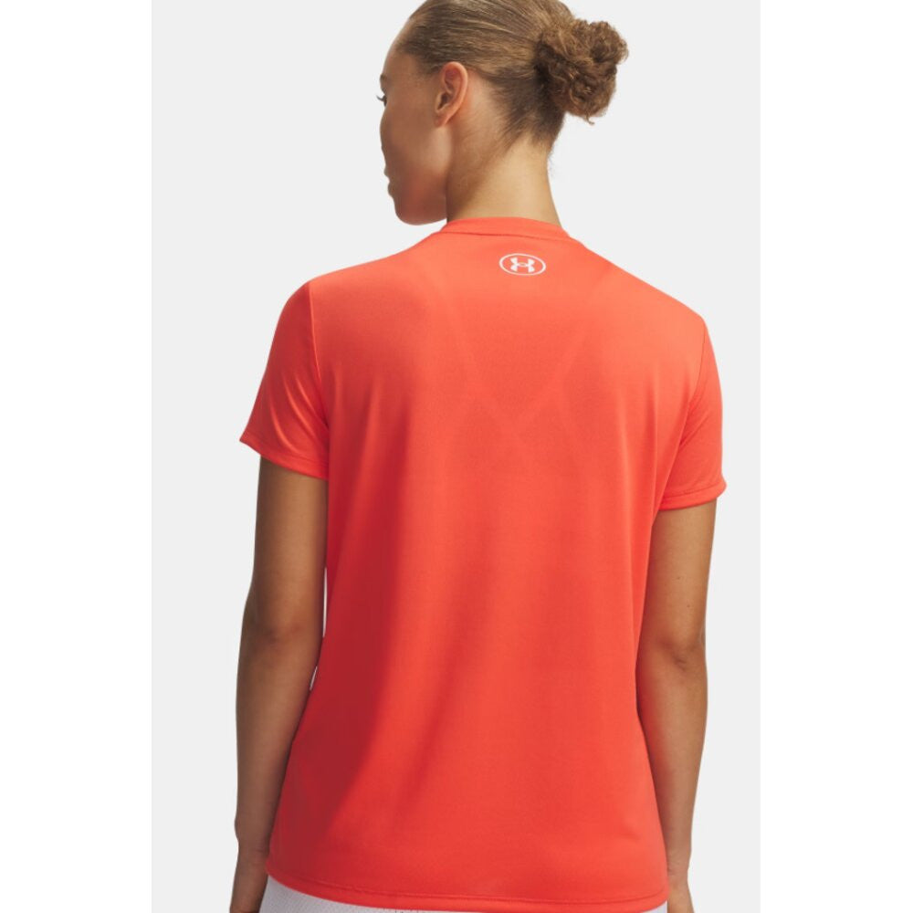 Under Armour Women's UA Tech V-Neck Short Sleeve - Venom Red/White