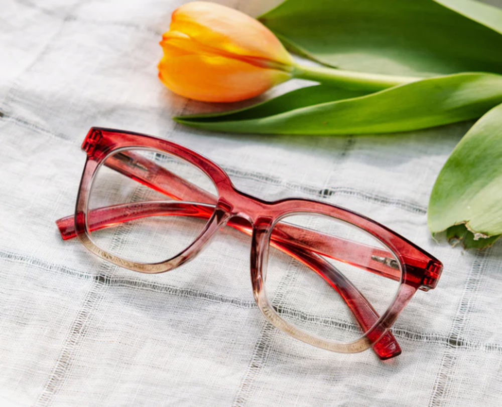 Peepers To the Max Blue Light Reading Glasses — Rose Ombre Horn