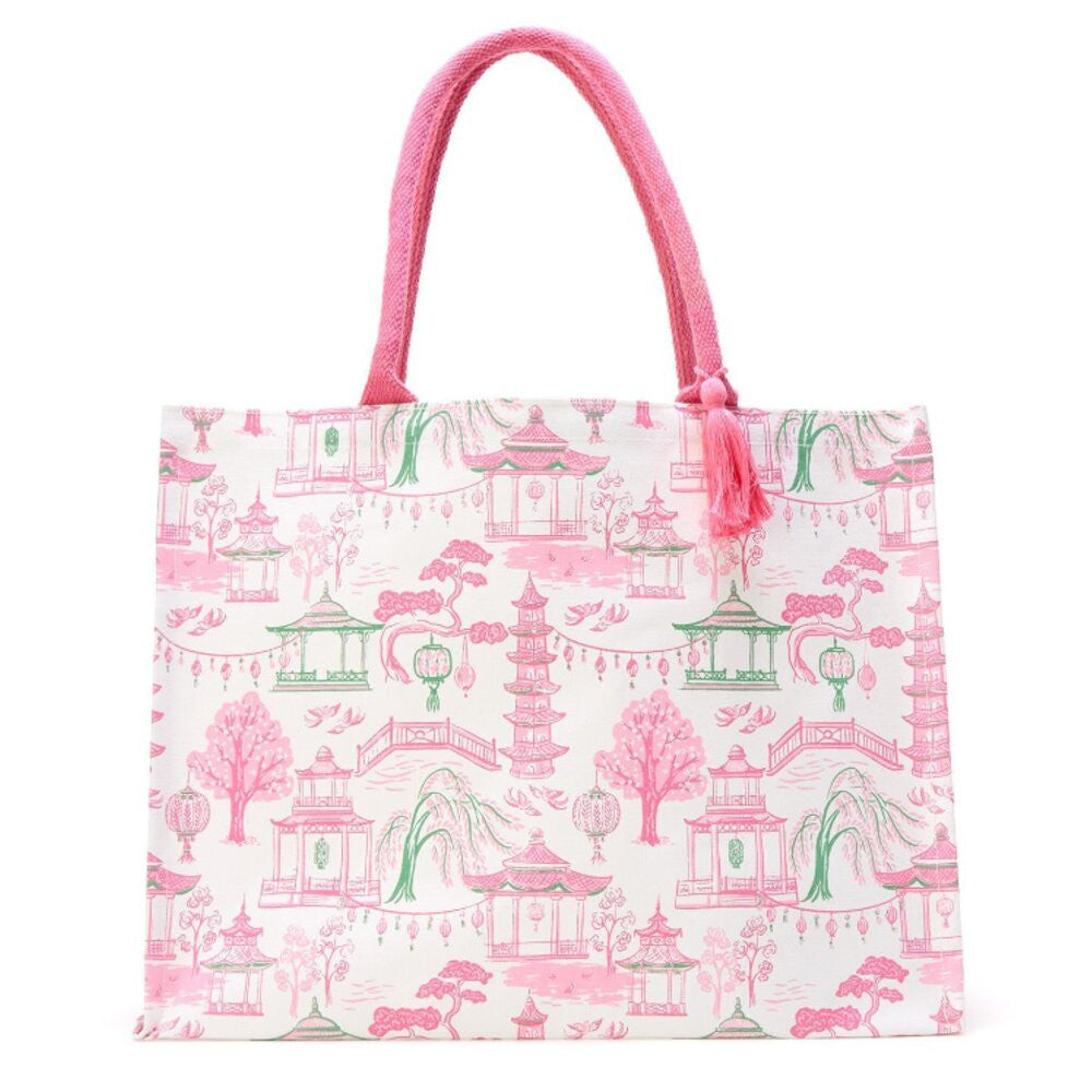 Two's Company Mahjong Block Print Tote Bag