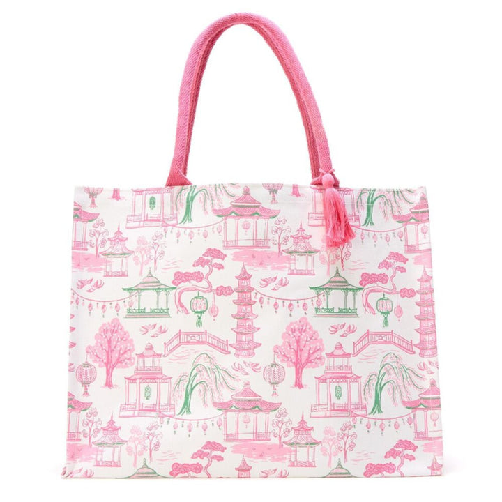 Two's Company Mahjong Block Print Tote Bag