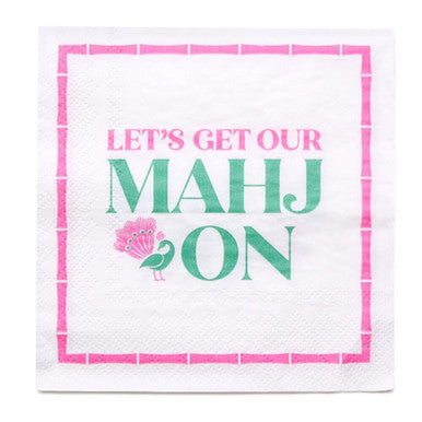 Two's Company Let's Mahj On 3-Ply Paper Cocktail Napkin
