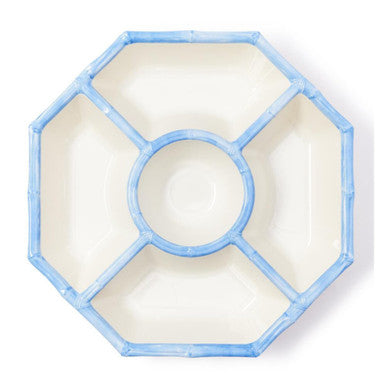 Two's Company French Blue Bamboo Touch Chip and Dip Bowl