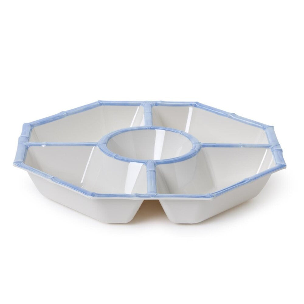 Two's Company French Blue Bamboo Touch Chip and Dip Bowl