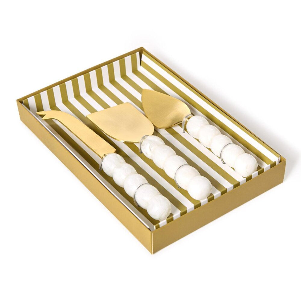 Two's Company White Beaded Cheese Knives