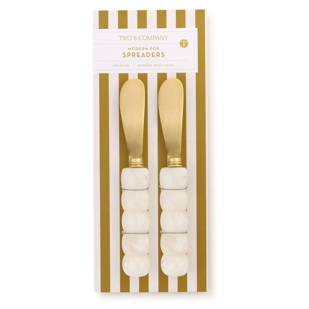 Two's Company White Beaded Spreaders - Set of 2