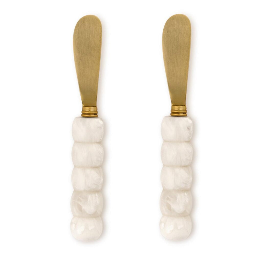 Two's Company White Beaded Spreaders - Set of 2