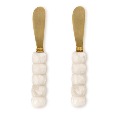 Two's Company White Beaded Spreaders - Set of 2