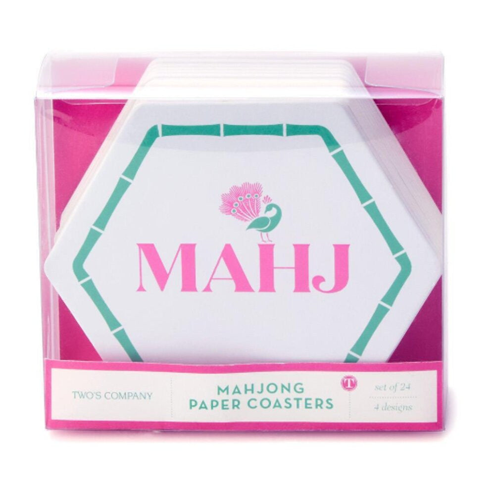 Two's Company Let's Mahj Set of 24 Heavyweight Paper Coasters
