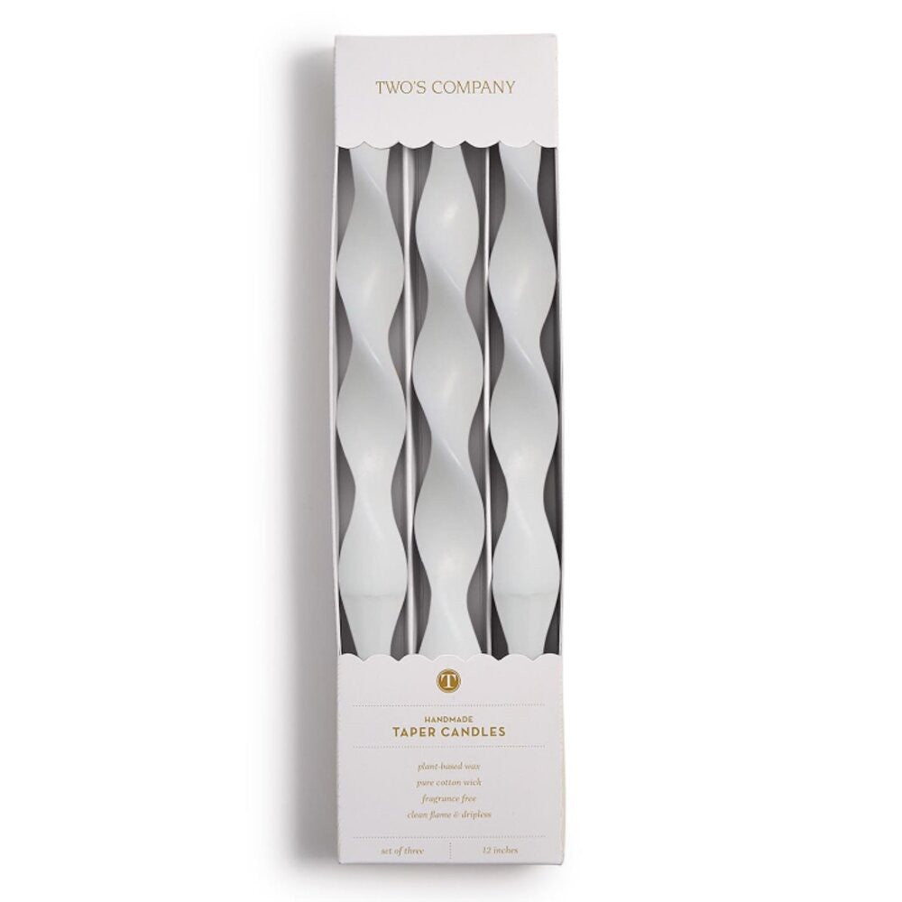 Two's Company Twist and Glow 12" Twist Taper Candles - Set of 3