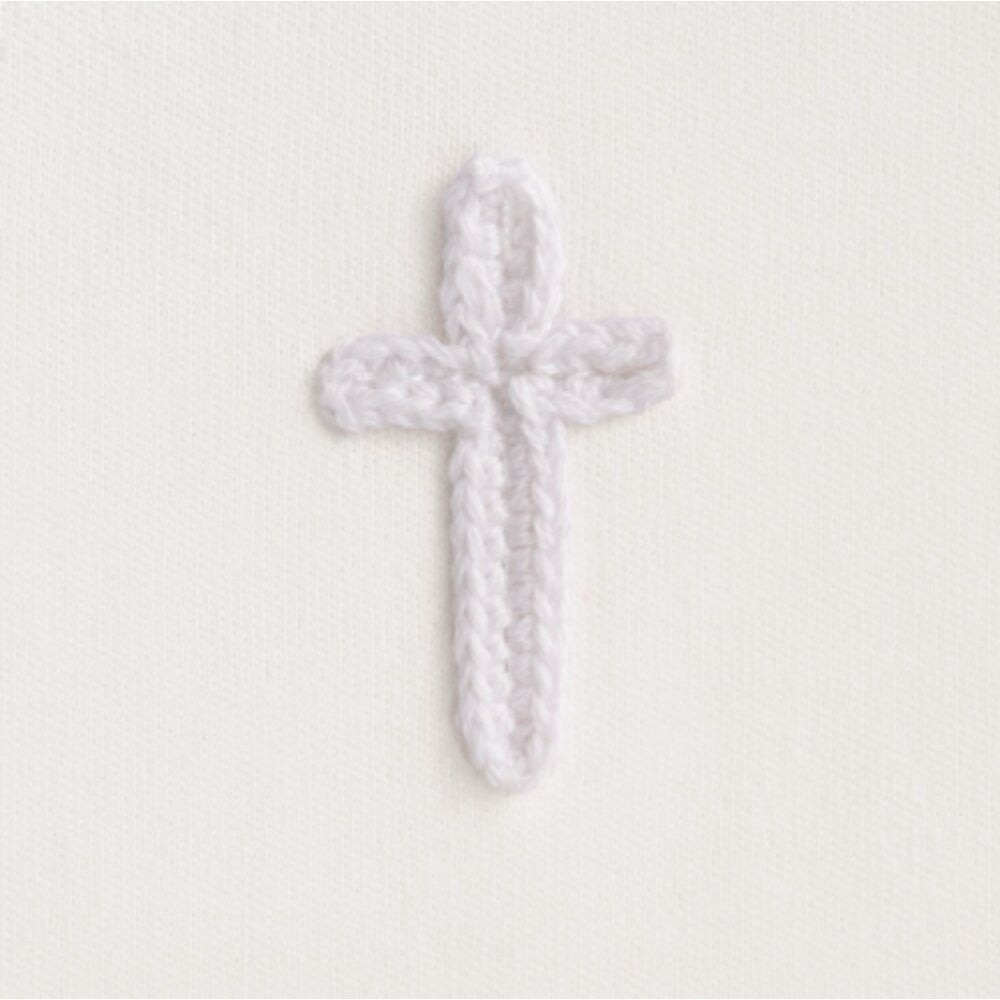 Mud Pie Ivory Crochet Cross Bib