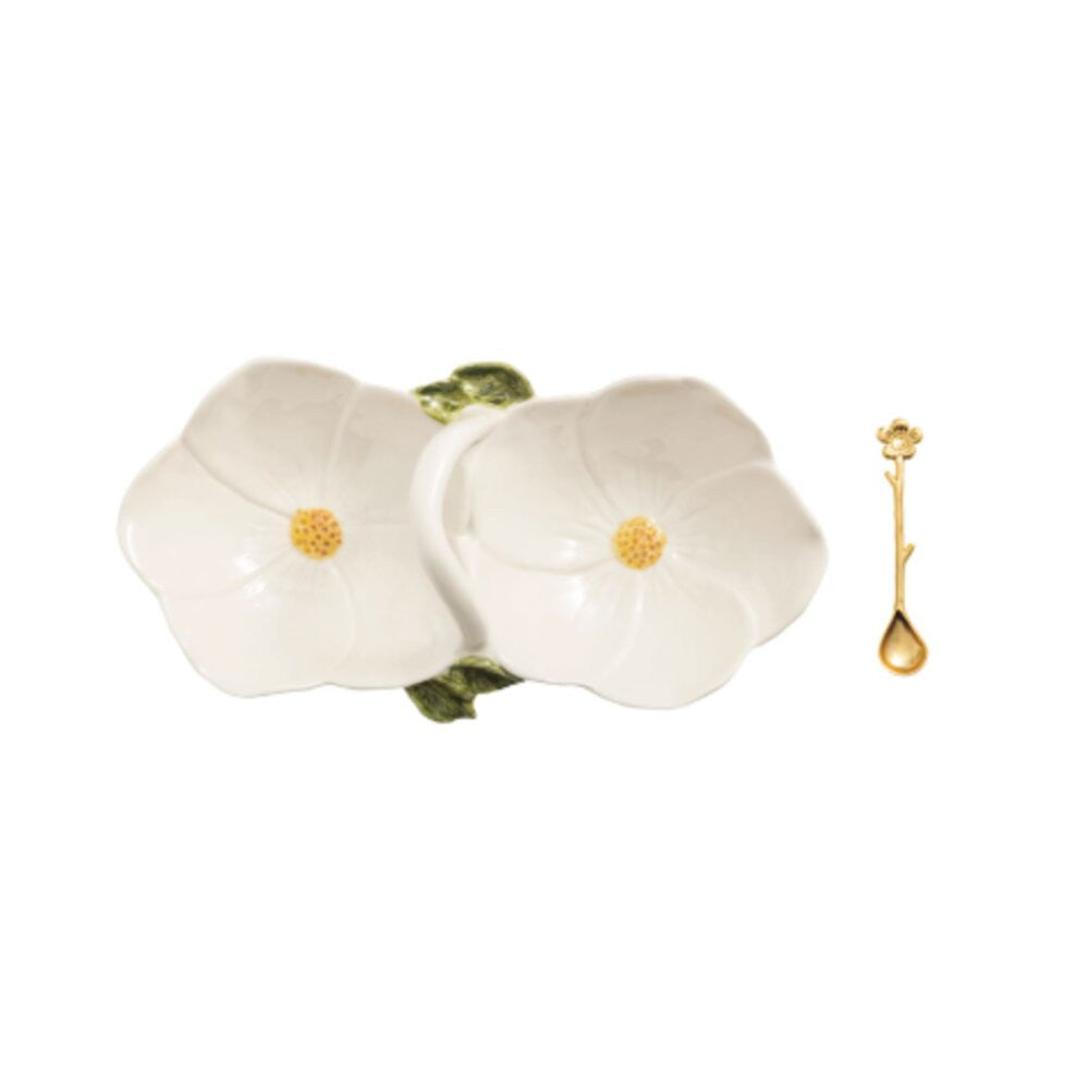 Mud Pie Flower Double Tidbit Set