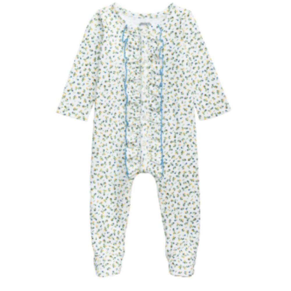 Mud Pie White Floral Ruffle Sleepers