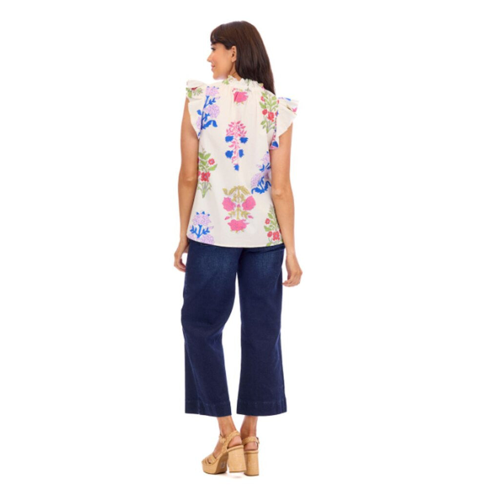 Mud Pie Women's Kenzie Flounce Top - White