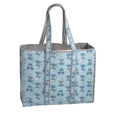 Mud Pie Cornflower Block Print Tote