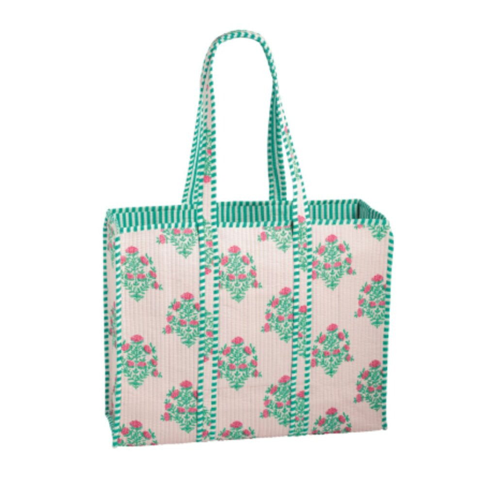 Mud Pie Dahlia Block Print Tote