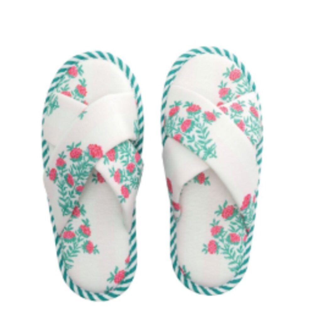 Mud Pie Women's Block Print Slippers - Pink