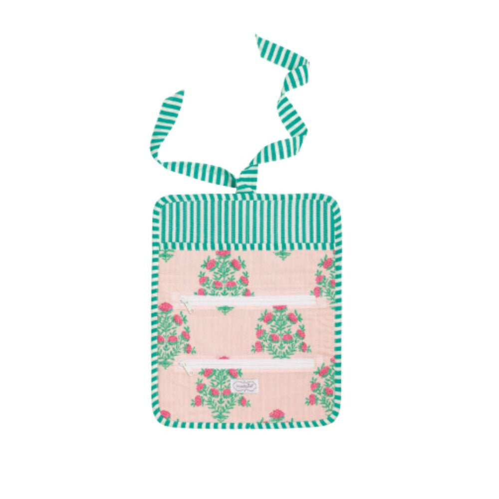 Mud Pie Blush Block Print Jewelry Roll