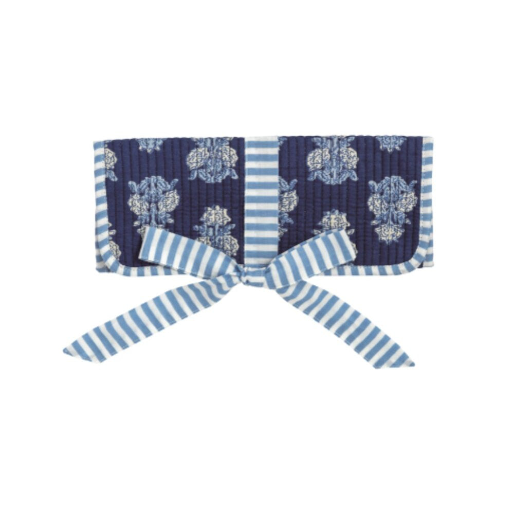 Mud Pie Navy Block Print Jewelry Roll