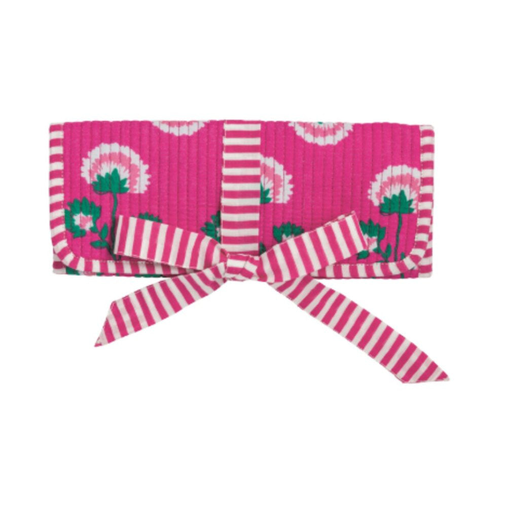 Mud Pie Pink Block Print Jewelry Roll