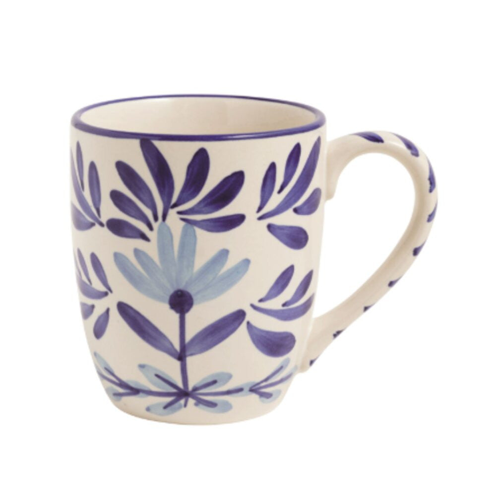 Mud Pie Blue Floral Flourish Mug