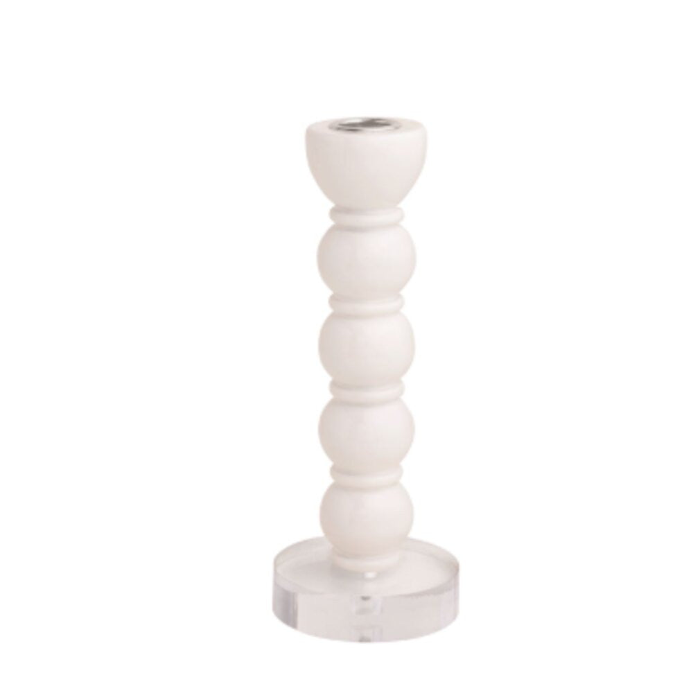 Mud Pie Medium White Resin Taper Holder