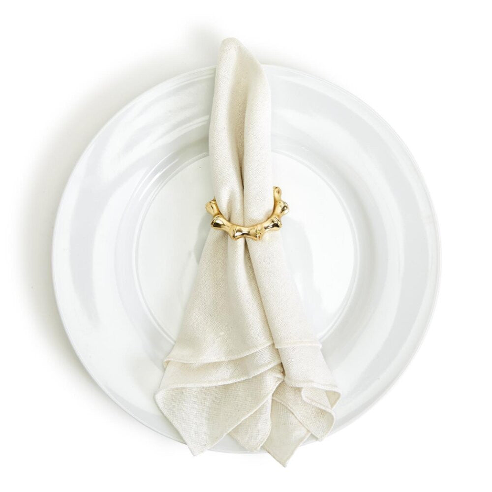 Two's Company Golden Bamboo Set of 4 Napkin Rings