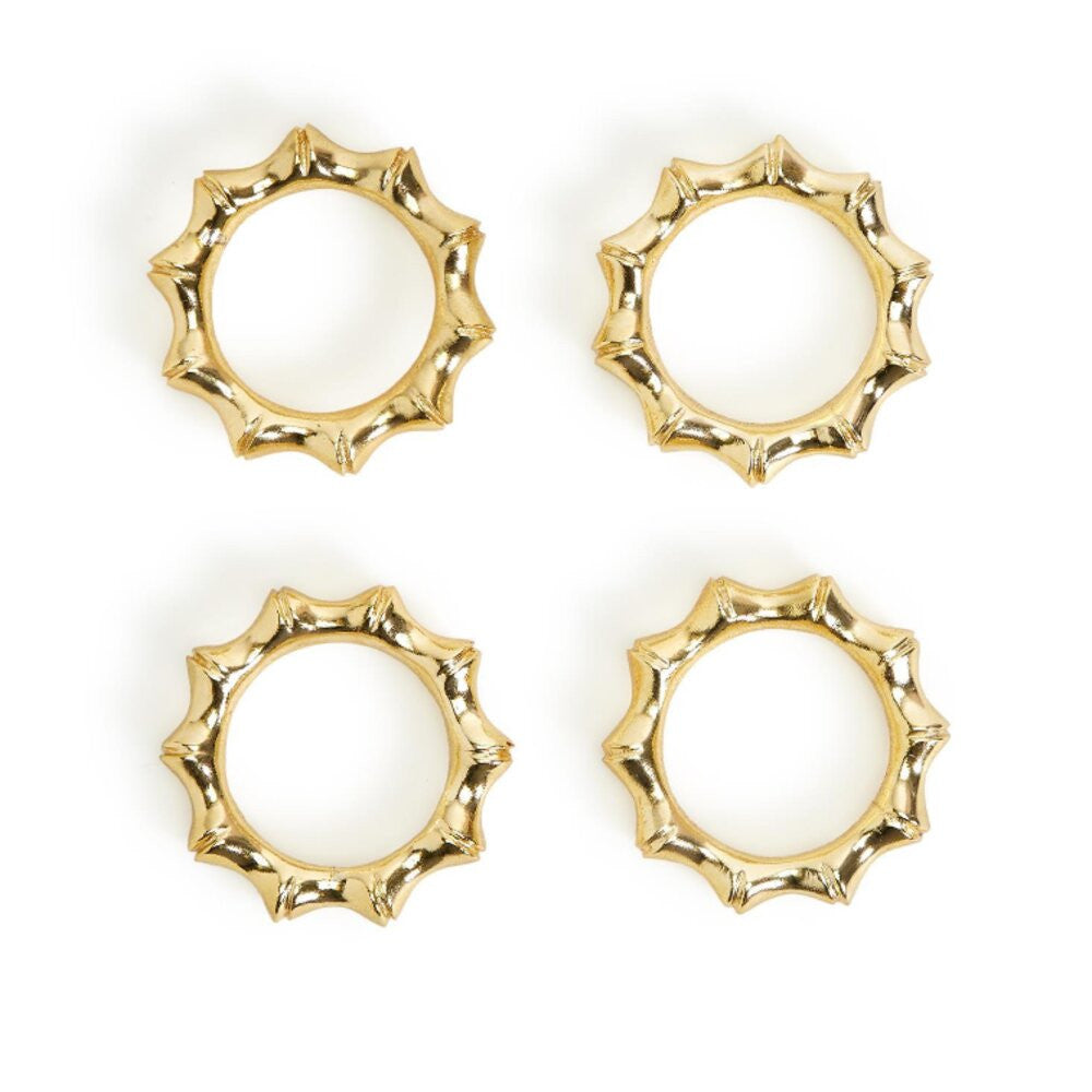 Two's Company Golden Bamboo Set of 4 Napkin Rings