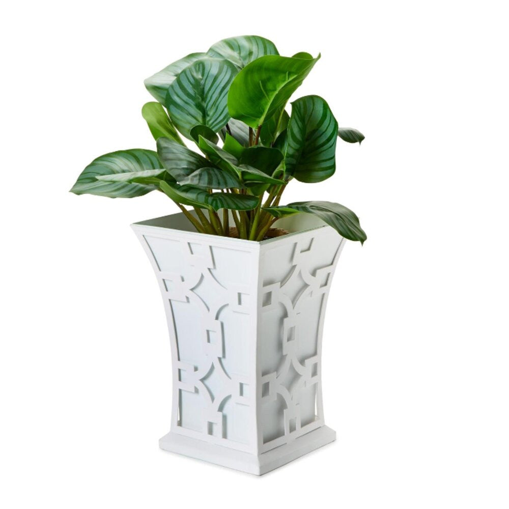 Two's Company Laser Fretwork Flared Metal Planter