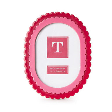 Two's Company 5x7 Double Scalloped Edge Pink/Dark Pink Photo Frame