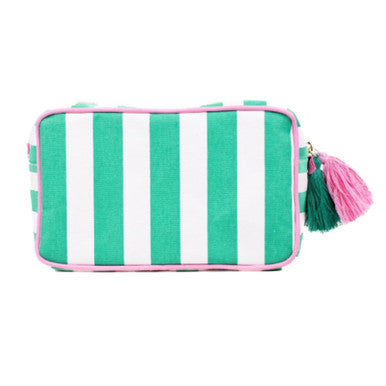 The Royal Standard Megan Cosmetic Bag - White/Emerald