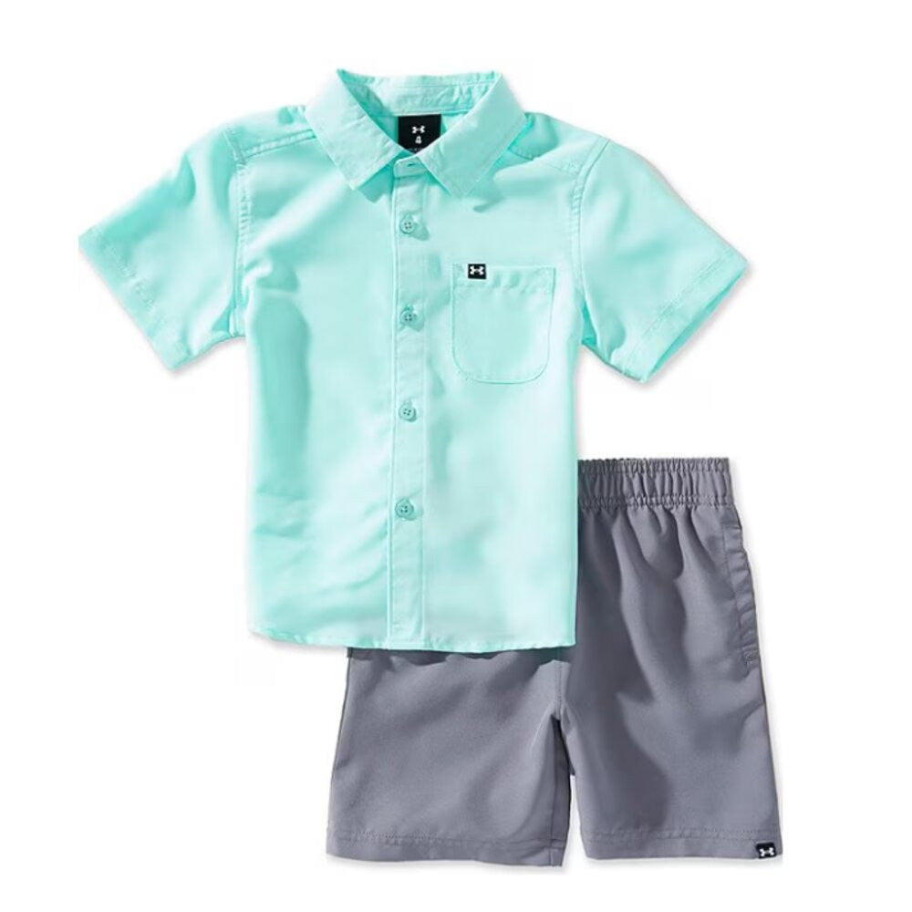 Under Armour Boys Short Sleeve Drift Tide Set - Neo Turquoise