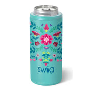 Swig Life Skinny Can Cooler 12oz - Flora Azul
