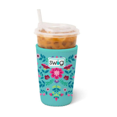 Swig Life Medium Iced Cup Coolie - Flora Azul