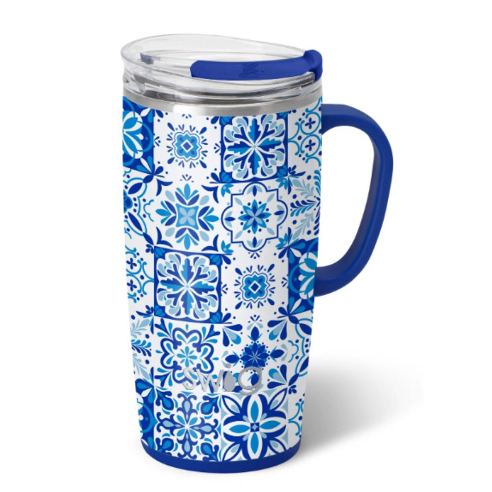 Swig Life 22oz Travel Mug - Indigo Tiles